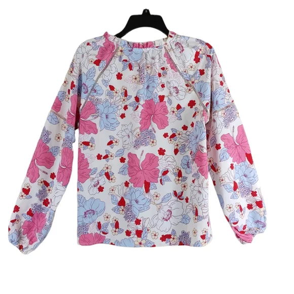 Anthropologie Sanctuary Meadow Floral Blouse long sleeves top oversized - Picture 3 of 13